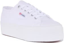 Image of Superga Cotu Lace Up Elegant Canvas Womens Trainers White UK 3 - 8