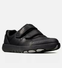 Image of Clarks Rex Pace Black Leather Shoes SIZE UK 7.5 H EU 25 Infants