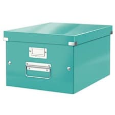 Image of Leitz Collapsible Medium Storage Box Click Store A4 Document Toys Shoes Ice Blue