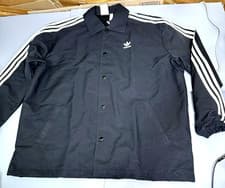 Image of Adidas Originals Mesh Coach Jacket Black White Men's Size L Large IZ1831 New