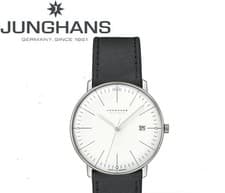 Image of JUNGHANS Mega Solar Men's Watch Max Bill Solar Powered black leather