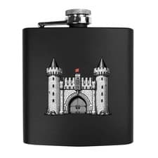 Image of 6oz (170ml) 'Medieval Castle Gate' Pocket Hip Flask (HP00044762)