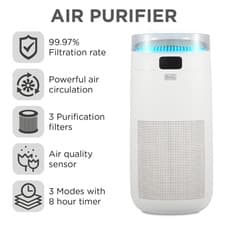 Image of BLACK+DECKER AIR PURIFIER WITH AIR QUALITY SENSOR 8HR TIMER DUST ALLERGY CLEAN
