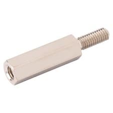 Image of R-TECH 524411 Hex Threaded M-F Spacer Brass 5mm A/F M3 16mm - Pack Of 25