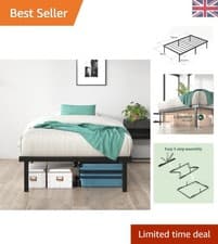 Image of Caleb 3ft Single Metal Bed Frame with Underbed Storage – Easy Assembly in Black