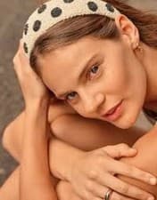 Image of ACCESSORIZE BEADED POLKA DOT WIDE HEADBAND BLACK WHITE ALICE HAIR HEAD BAND