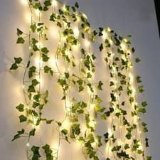 Image of 10M Artificial Leaves Ivy Leaf Garland With 100 LED Fairy String Light Garden