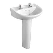 Image of Armitage Shanks Sandringham 21 Basin with Full Pedestal 550mm Wide - 2 Tap Hole