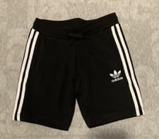 Image of BNWT Adidas Junior Unisex Shorts - Black with White stripes, age 7-8 years