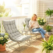 Image of Garden Bistro Set for 2, Bistro Table and Chairs with Cushions