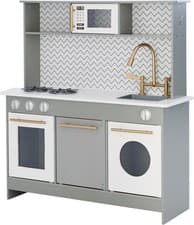Image of Teamson Kids Berlin Modern Wooden Pretend Toy Kitchen With 6 Role Play