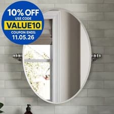 Image of 500 x 700mm Chrome Wall Hung Bathroom Mirror Framed Oval Traditional Adjustable