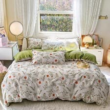 Image of Botanical Floral Duvet Cover Home Bedding Set with Pillowcase King Size 220x240