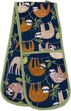 Image of Ulster Weavers sloth hanging around double oven glove. Brand new with card wrap.
