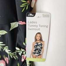 Image of Crane Women's One Piece Swimsuit Tummy Toning Floral Halter, Size M NWT