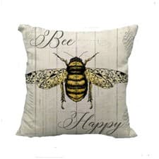 Image of Bumble Bee Soft Linen Cushion 45x45cm Choose Cover Only or Filled Cushion Bees