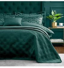 Image of Catherine lansfield Art Deco Pearl Green Bedspread And P/Shams CHEAPEST ON EBAY