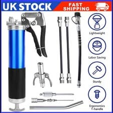 Image of Grease Gun, 7000PSI Heavy Duty Pistol Grip Grease Gun Kit,W/Flex Hose Metal Tube