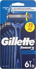 Image of 2 x Gillette Sensor3 Comfort, Disposable Razors For Men, Up To 72 Shaves