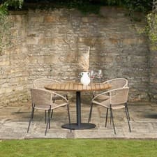 Image of 4 Seater Garden Dining Set Wooden Table Rope Woven Chairs Outdoor Patio Seating