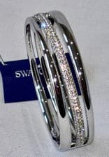 Image of Swarovski Womens Bracelet Rhodium Plated Crystal Transparent 5200561 Boxed