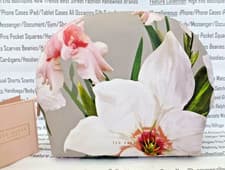 Image of Ted Baker Chatsworth Women Wash Bag Large Dome Make-Up Mid Grey Floral Pu BNWT