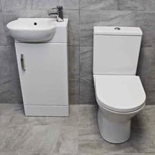 Image of Cloakroom Vanity Unit Suite Slimline Basin Sink Toilet Set 450mm White Pacific