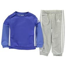 Image of adidas Sport Logo Jogger Infant Baby Toddler Kids Boys Tracksuit Set Grey/ Blue