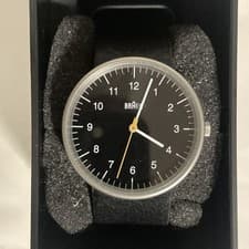 Image of Braun BN0021BKBKG Men's Watch Black Dial Leather Strap New