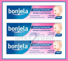 Image of 3x Bonjela Soothing Teething Gel Babies Children 6 Months + | No Sugar - 15g