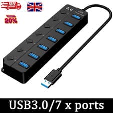 Image of USB HUB 7 Port High Speed 3.0 USB Multi Splitter Adapter for Desktop PC Laptop