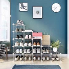 Image of 16 Cube Shoe Rack Portable Shoe Storage Cabinet Plastic Organizer Unit