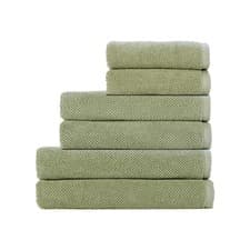 Image of Brixton 6 Piece Towel Set | Khaki Green | 100% Cotton | Ultra Soft | Super Ab...