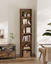 Image of 6 Tier Bookcase with Shelving Unit for Storage Bookshelf Living Room Office