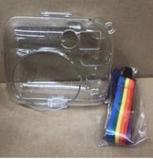 Image of Protective Case for Instax Mini 12 - Clear Glitter Case with Rainbow Strap.