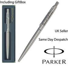 Image of PERSONALISED ENGRAVED PARKER CLASSIC STEEL SILVER BALL POINT PEN -Christmas Gift