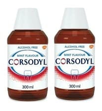 Image of Corsodyl Alcohol Free Antibacterial Mouthwash 300ml mint flavour 2 PACK