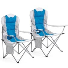 Image of 2X Camping Chairs High Back Padded Folding Chairs w/ Cup Holder & Side Pockets