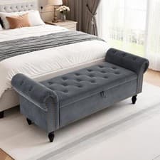 Image of Velvet Storage Ottoman Bench with Lid 168KG Capacity for Bedroom Living Room