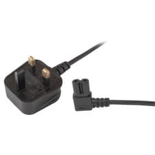 Image of Mains Power Cable 3 Pin Uk Plug To Right Angled 90° Iec C7 Figure 8 – BLACK