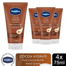 Image of Vaseline Hand Cream Intensive Care Pure Cocoa Butter Cocoa Hydrate 75ml, 4 Pack
