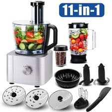 Image of 3.2L+1.5L Food Processor 1100W Mixer 11-in-1 Chopper Juicer Blender Egg Whisk