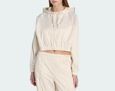 Image of adidas Women's Originals PEARL CROPPED ZIP Limited Edition HOODIE Wonder White
