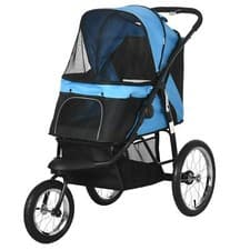 Image of PawHut 3 Wheel Pet Stroller, for Medium Small Dogs, Foldable Cat Pram - Blue