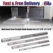 Image of 4pcs 1/8" 3/16" 1/4" 5/16" Chucking Machine Reamer H7 HSS 6 Straight Flutes