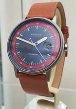 Image of NEW Mens SKAGEN TITANIUM Slim Watch Brown Tan leather Gift for Him ! (sk32