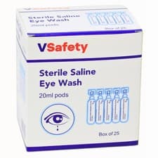Image of V Safety 25 x Sterile Saline Eye Wash Pods 20ml 0.9% Sodium Chloride Eyewash