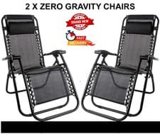 Image of Zero Gravity Chairs Set of 2 Sun Loungers - Foldable Garden Relaxer Chair