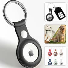 Image of AirTag Case For Apple Air Tag Cover Tracker PU LEATHER Car Key Chain Ring Holder