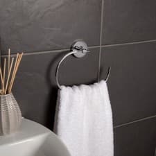 Image of Croydex Flexi-Fix Chrome Towel Ring Open Ring, Bathroom Accessories, - Pendle